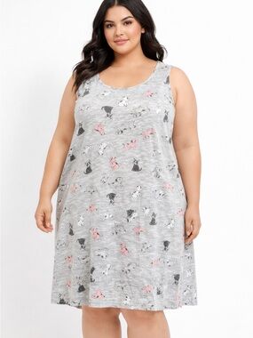 5/$25 Carisma Dog Print Tank Top Nightgown Size 1X